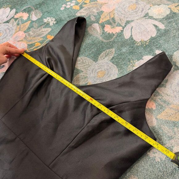 Alfred Sung Black Gown V-Neck Satin Twill A-Line Formal Maxi Dress Sleeveless 12 - Picture 10 of 13